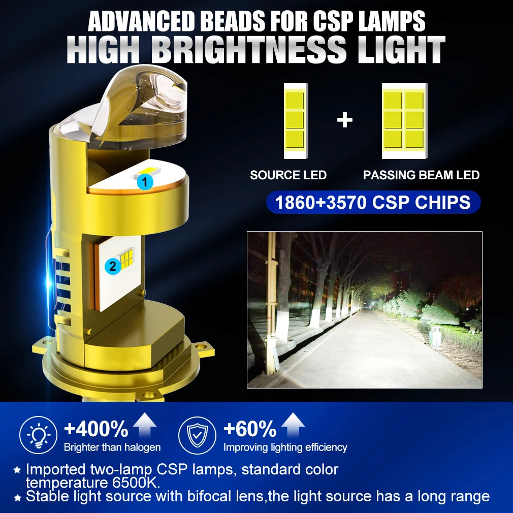 XSTORM H4 LED Projector Lens Headlight 100W 60000LM Car LED H4 Headlight Canbus Turbo High Power Mini Auto/Moto Lamp Fog Light ﻿